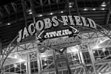 Horizontal The Jacobs Field Sign black and white Photos
