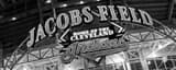 Panoramic The Jacobs Field Sign black and white Photos