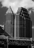 Vertical The Key Bank Building and 200 Public Square Building from Jacobs Field black and white Photos