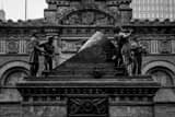 Horizontal The Mortar Statue on the Soldiers and Sailors Monument black and white Photos