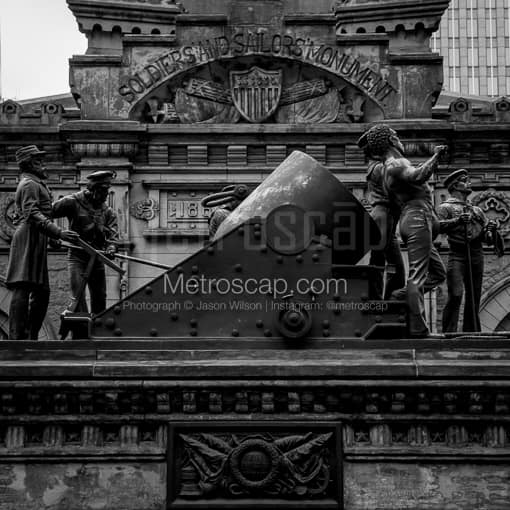 The Mortar Statue on the Soldiers and Sailors Monument -- Cleveland Black and White Photos