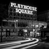 Square Playhouse Square at Night black and white Photos