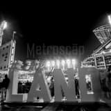 Square Behind Progressive Field during the 2016 World Series black and white Photos