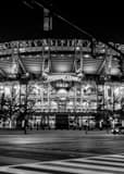 Vertical Progressive Field at Night during the 2016 World Series  black and white Photos