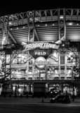 Vertical The World Series in Progressive Field at Night black and white Photos