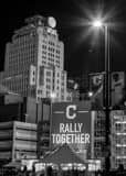 Vertical The Big Rally Together Banner behind Left Field black and white Photos