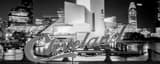 Panoramic The Rock and Roll Hall of Fame and Museum at Night black and white Photos