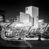 Square The Rock and Roll Hall of Fame and Museum at Night black and white Photos