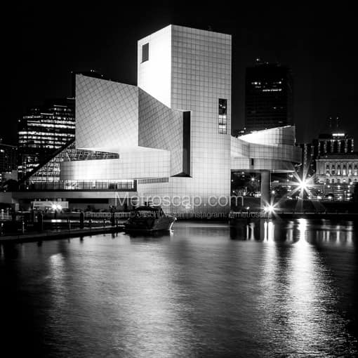 The Rock and Roll Hall of Fame at Night -- Cleveland Black and White Photos