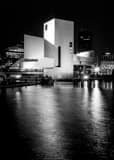 Vertical The Rock and Roll Hall of Fame at Night black and white Photos