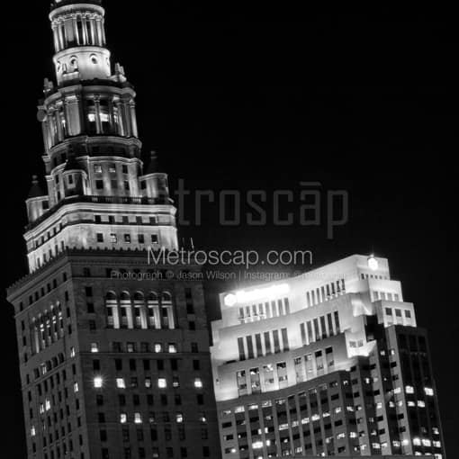 Terminal Tower and the Sohio Building -- Cleveland Black and White Photos