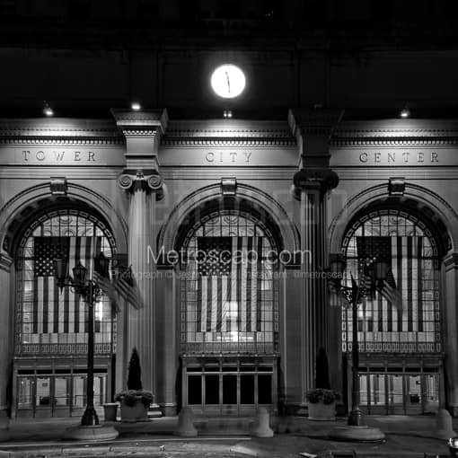 The Tower City Center Entrance Facing Public Square -- Cleveland Black and White Photos