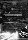 Vertical Veterans Memorial Bridge at Night black and white Photos