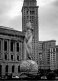 Vertical The War Memorial Fountain in February black and white Photos