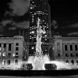 Square The War Memorial Fountain Outside of the Key Bank Building in Cleveland black and white Photos