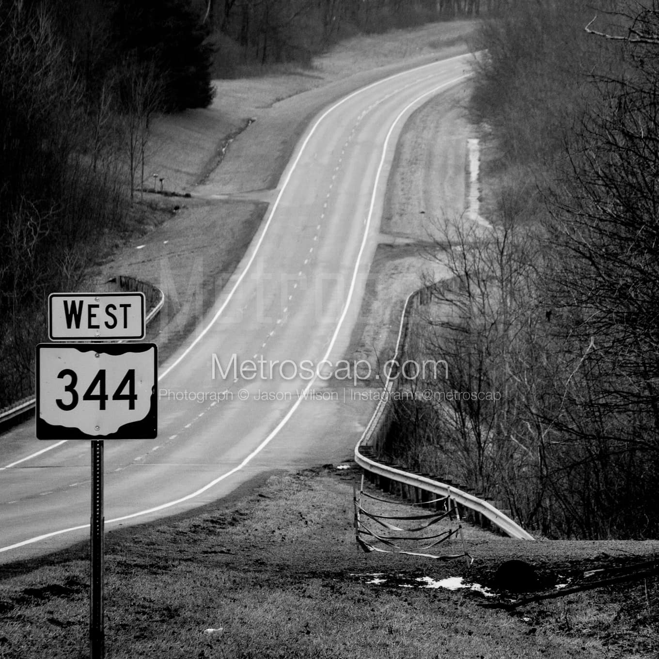 Ohio Route 344 West out of Columbiana Ohio black and white Photos square crop