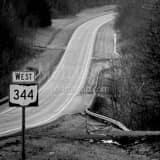 Square Ohio Route 344 West out of Columbiana Ohio black and white Photos