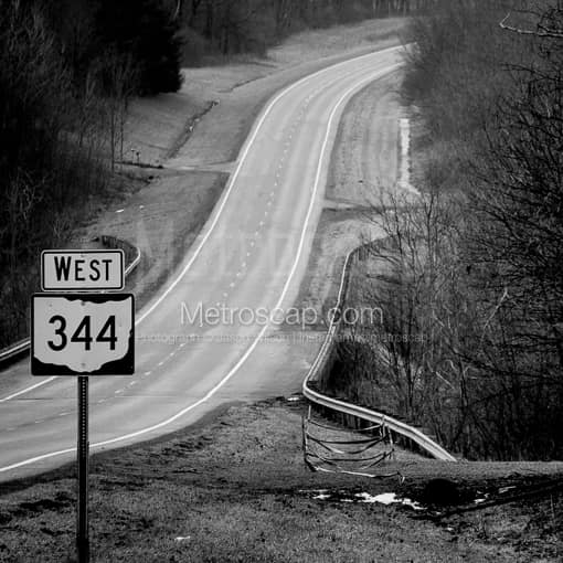 Ohio Route 344 West out of Columbiana Ohio -- Columbiana Black and White Photos
