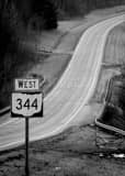 Vertical Ohio Route 344 West out of Columbiana Ohio black and white Photos