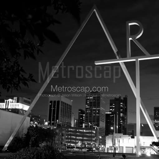The CCAD ART Sculpture over Gay St -- Columbus Black and White Photos