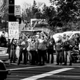 Square Ann Arbor is a Whore Sign black and white Pictures