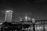 Horizontal A Train Bridge Spans the Scioto River in Downtown Columbus Framed Photos