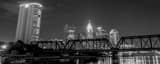 Panoramic A Train Bridge Spans the Scioto River in Downtown Columbus Framed Photos