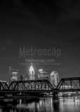 Vertical A Train Bridge Spans the Scioto River in Downtown Columbus Framed Photos