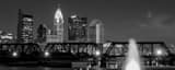 Panoramic The Columbus Skyline from Northbank Park black and white Pictures