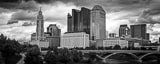 Panoramic The Columbus City Skyline from the Lower Scioto Greenway black and white Photos
