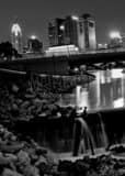 Vertical The Columbus Skyline with New Main Street Bridge black and white Photos