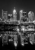 Vertical The Columbus Skyline Reflecting in the Scioto River Photography