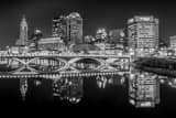 Horizontal Downtown Columbus at Night Framed Photos