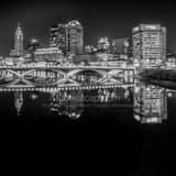 Square Downtown Columbus at Night Framed Photos