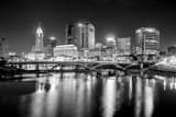 Horizontal The Columbus Skyline and Town Street Bridge black and white Pictures