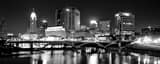 Panoramic The Columbus Skyline and Town Street Bridge black and white Pictures