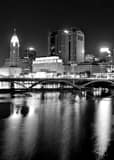 Vertical The Columbus Skyline and Town Street Bridge black and white Pictures