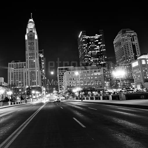 The National Road Cuts Through Downtown Columbus -- Columbus Black and White Photos