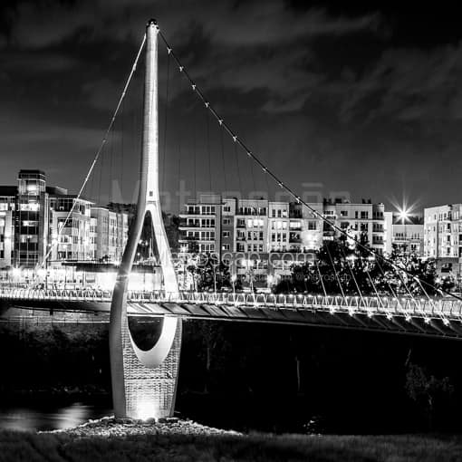Dublin Bridge Park at Night -- Columbus Black and White Photos