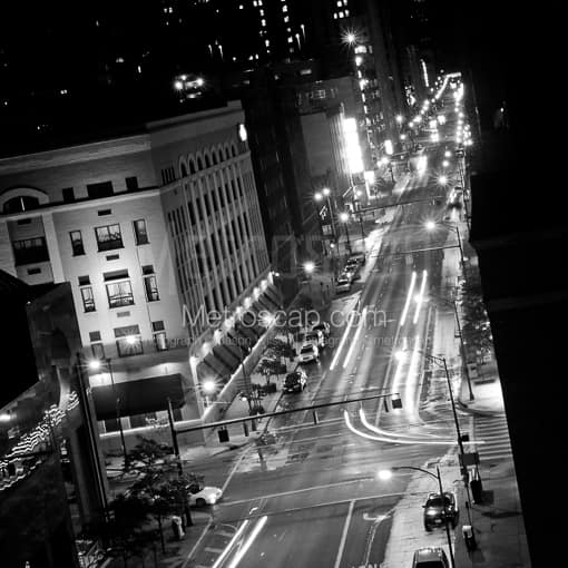 Front Street Cityscape at Night -- Columbus Black and White Photos