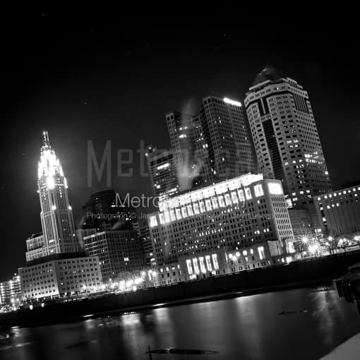 A Frozen Over Scioto River in Downtown Columbus -- Columbus Black and White Photos