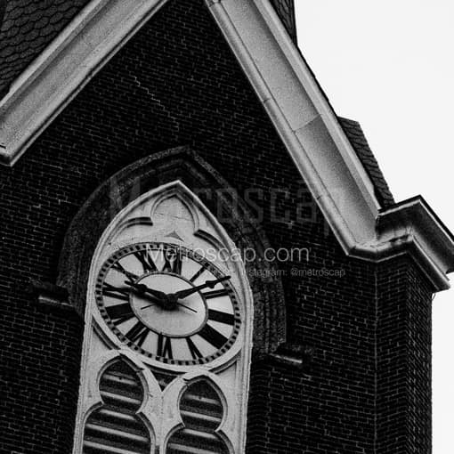 The Clock Face of St. Mary's in German Village -- Columbus Black and White Photos