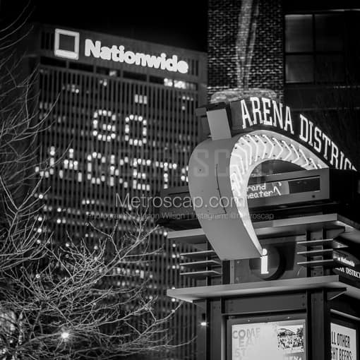 Go Jackets and an Arena District Sign -- Columbus Black and White Photos