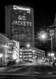 Vertical Go Jackets in the Nationwide Building black and white Pictures