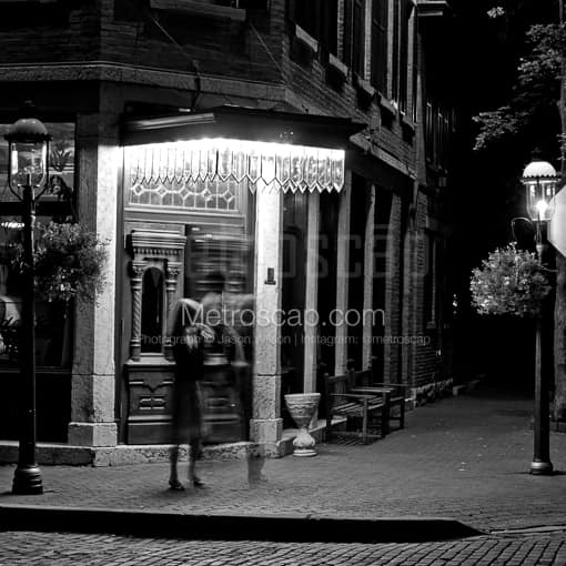 Matte Black WOOD Framed Black and White Columbus Photograph: Lindey's Restaurant in German Village in a Square Matte Black Wood Frame