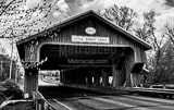Horizontal The Little Darby Creek Covered Bridge in West Jefferson Ohio black and white Photography