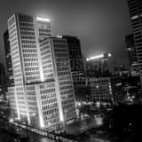 Square The Walkway from the National City Building to its Parking Garage black and white Pictures