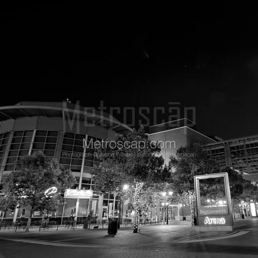 Nationwide Arena at Night -- Columbus Black and White Photos