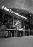 Vertical Nationwide Arena at Night in the Snow black and white Pictures