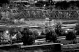 Horizontal A Railroad Bridge over the Scioto River in Downtown Columbus black and white Photos